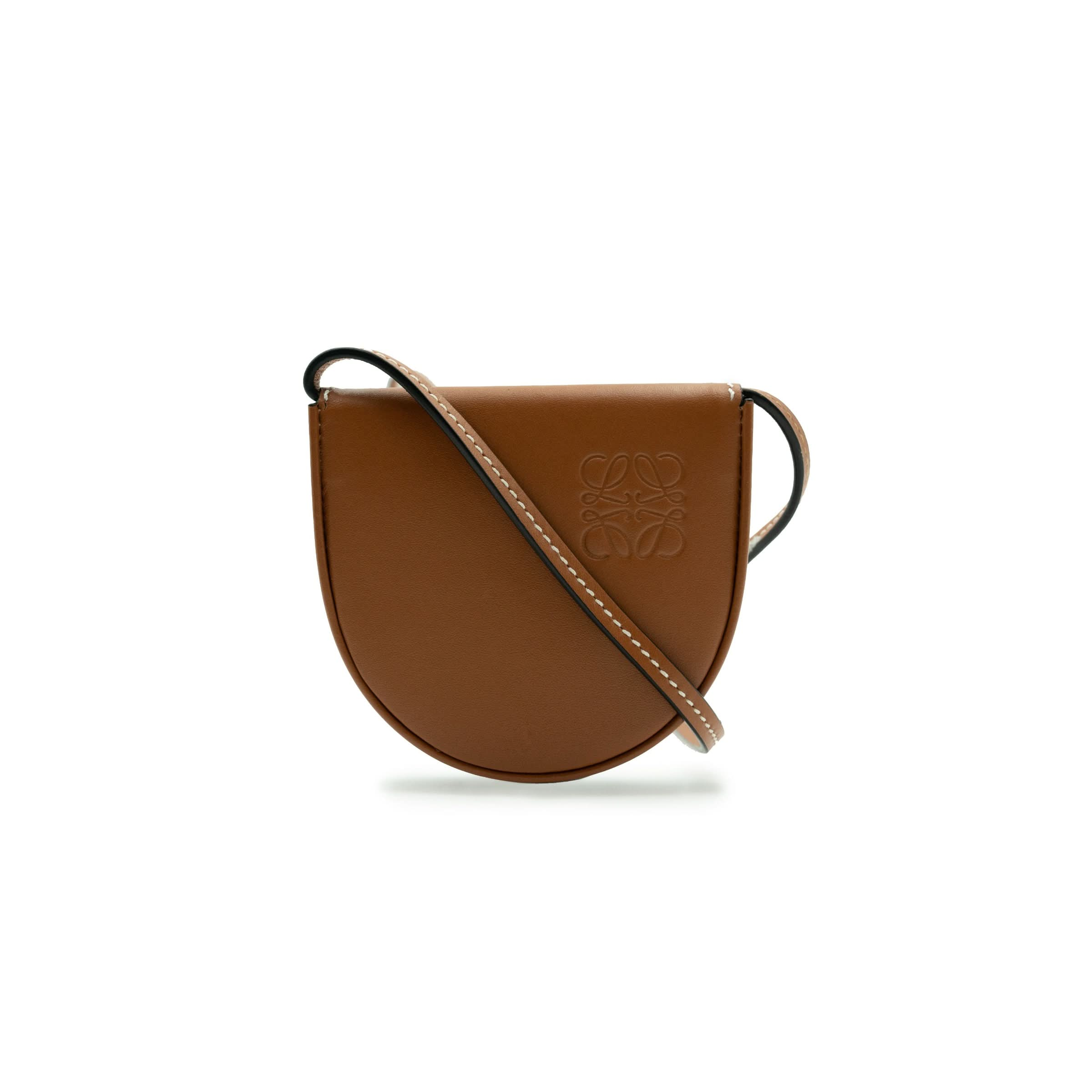 Mini Heel Pouch in Soft Calfskin in Tan