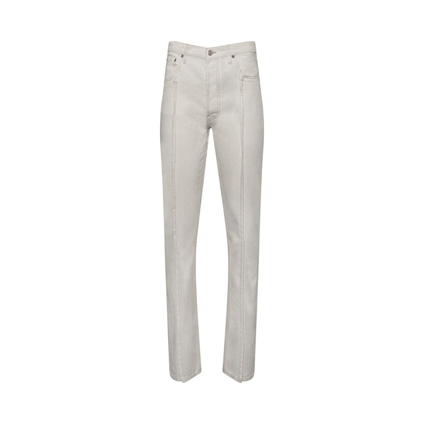 Frayed Straight Leg Jeans in White