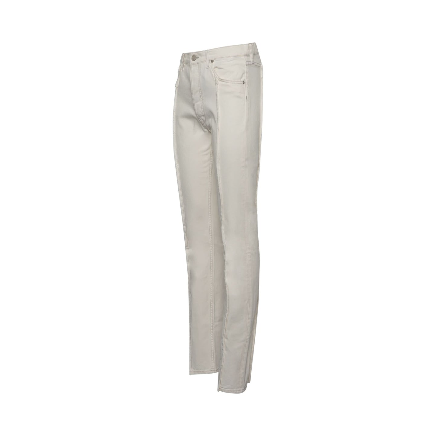 Frayed Straight Leg Jeans in White