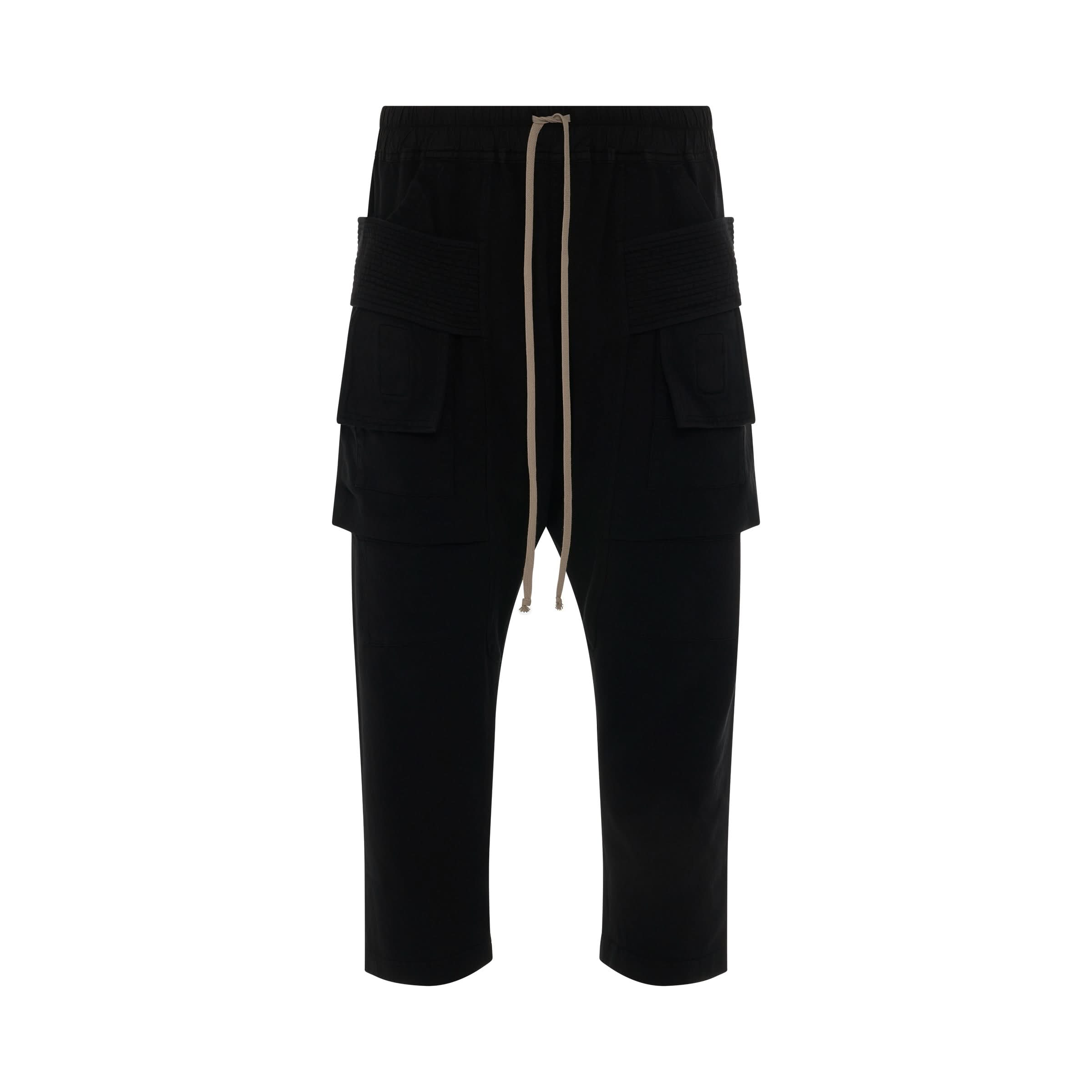 DRKSHDW Creatch Cargo Cropped Drawstring Pants in Black