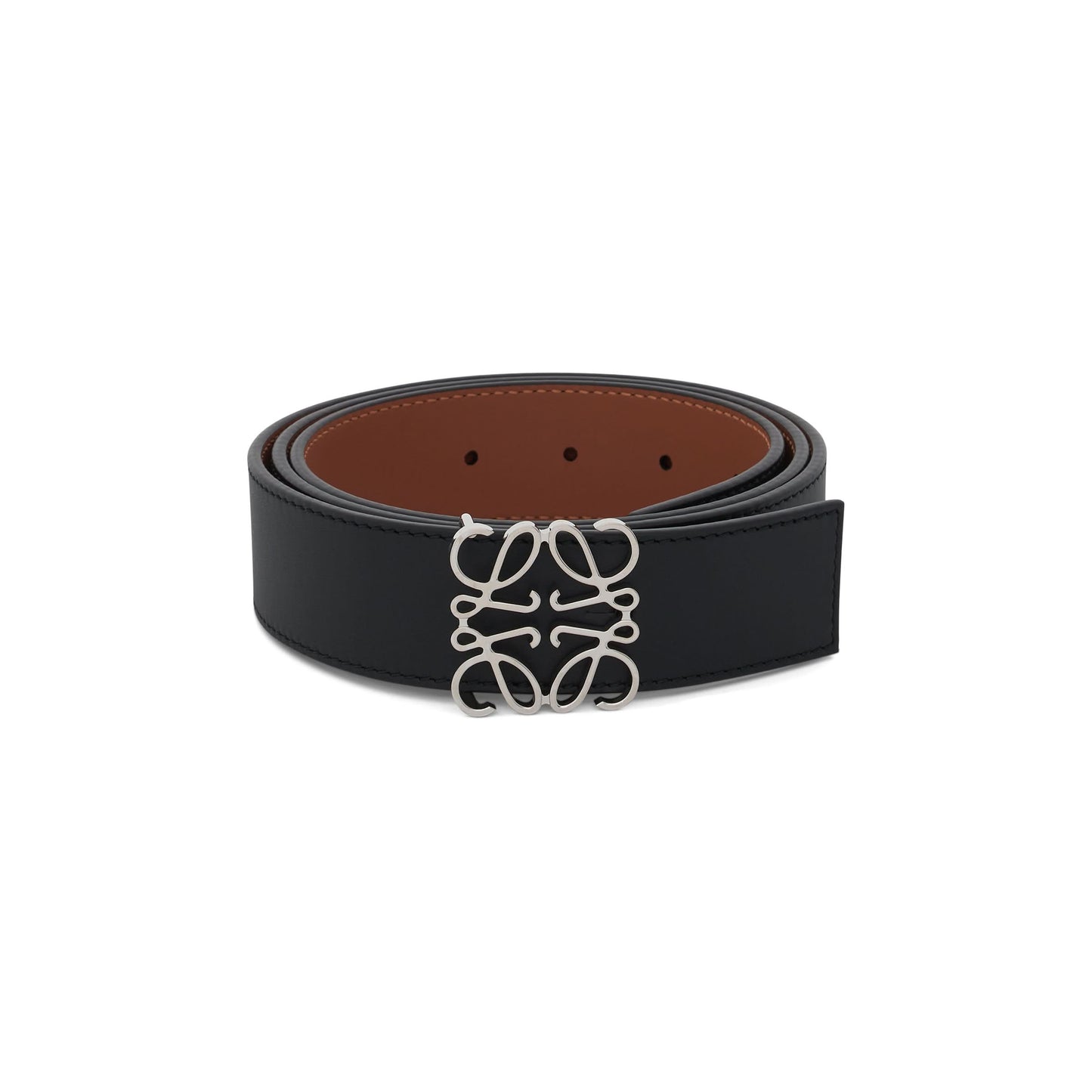 Anagram Belt in Smooth Calfskin in Black/Tan