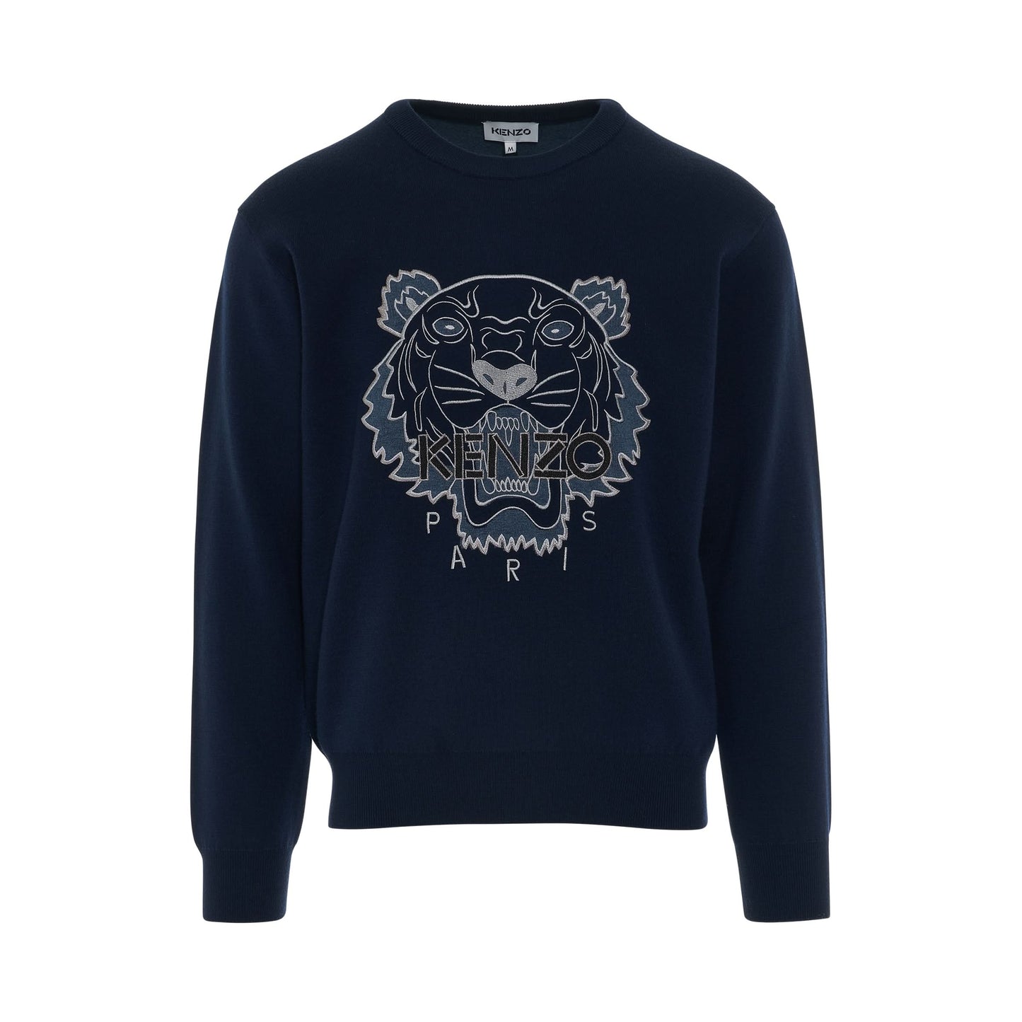 Tiger Embroidered Jumper In Blue