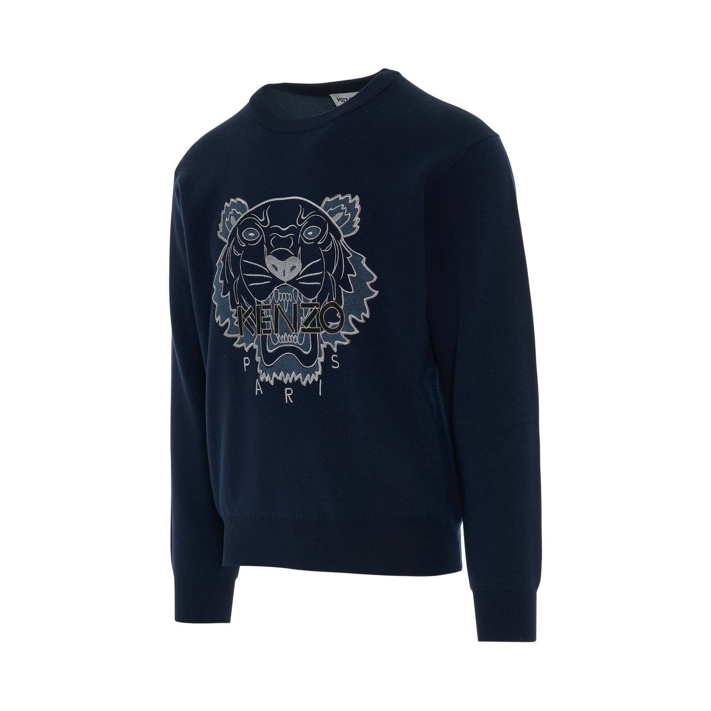 Tiger Embroidered Jumper In Blue