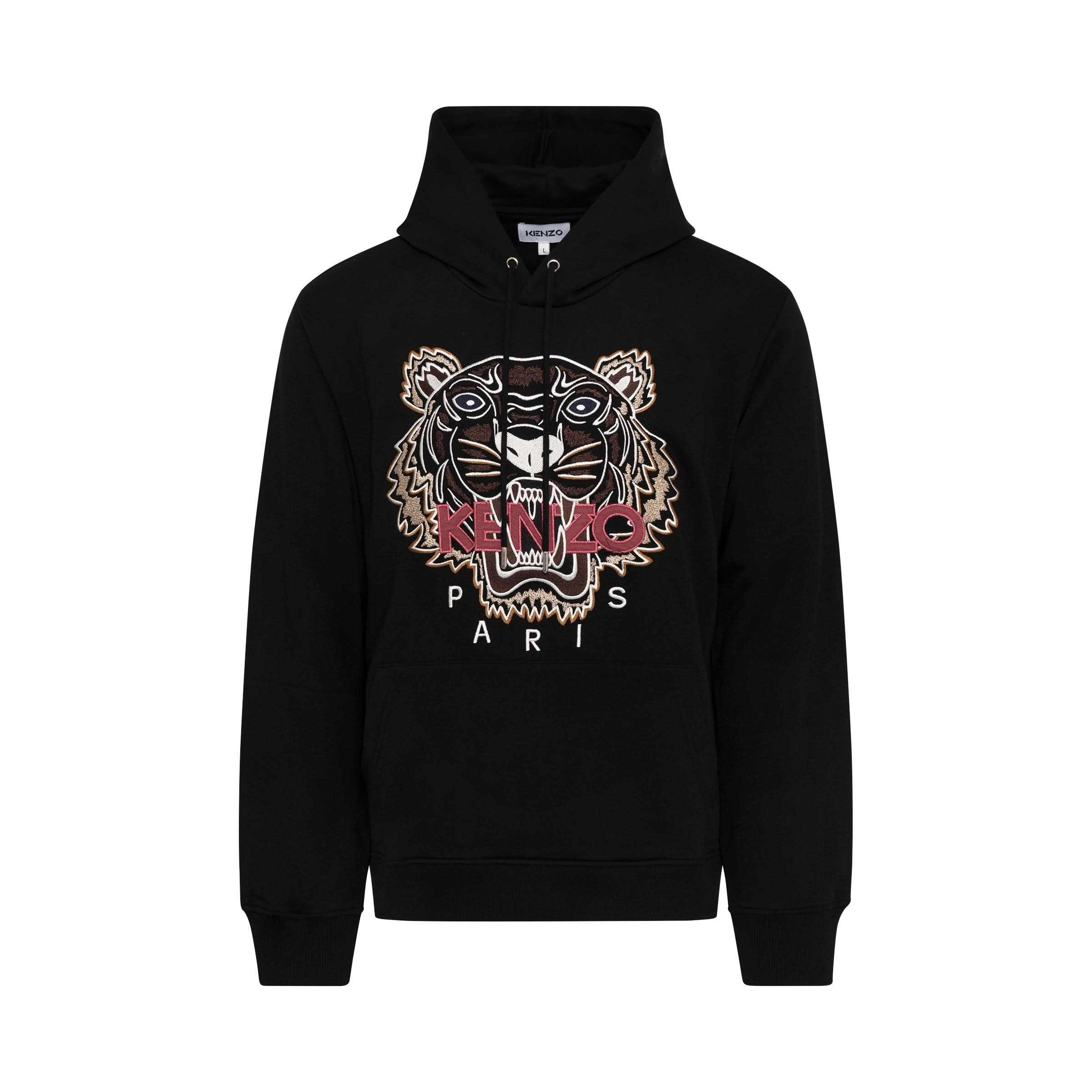 Kenzo Tiger Embroidered Hoodie in Black