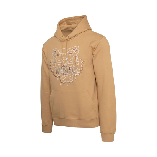 Tiger Embroidered Hoodie in Beige