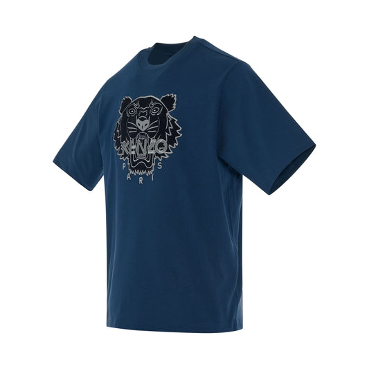 Iconic Tiger Embroidered T-Shirt In Midnight Blue