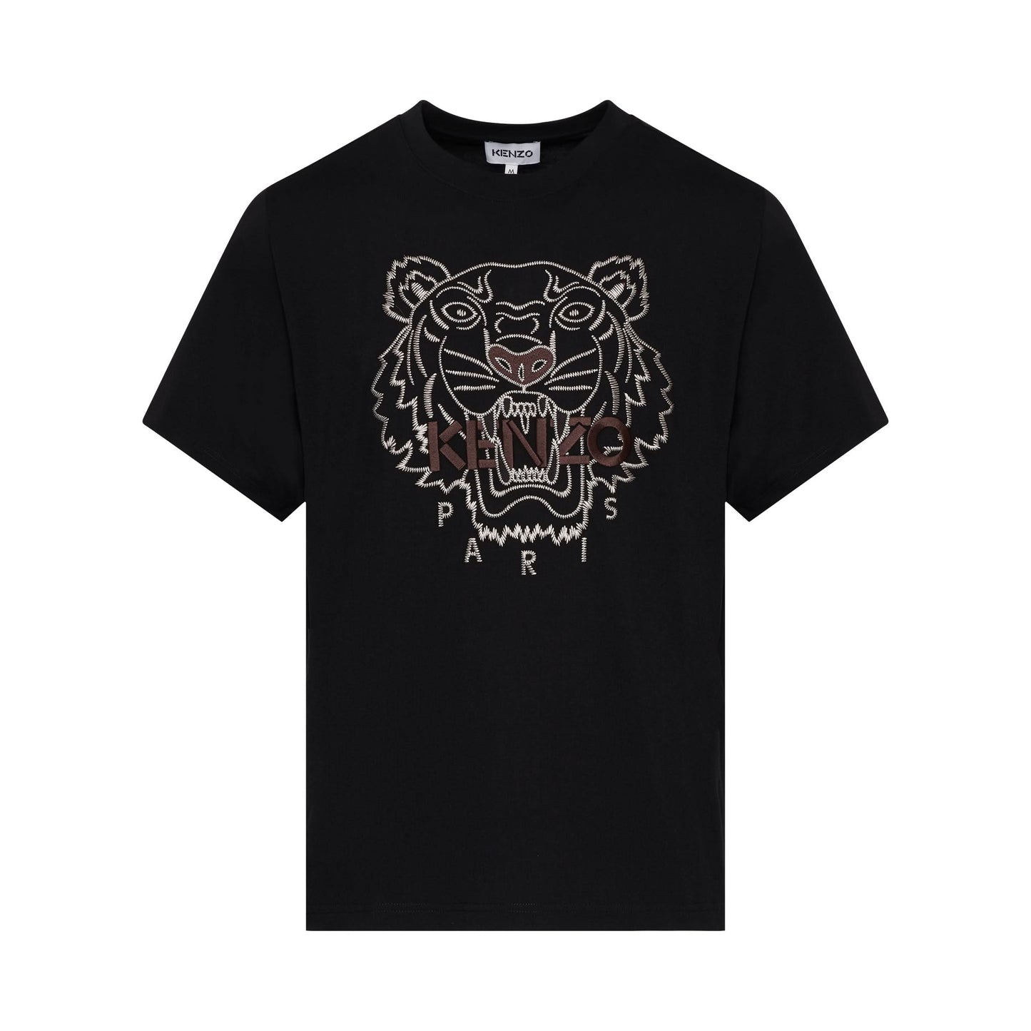 Tiger Embroidered Loose Fit T-Shirt in Black