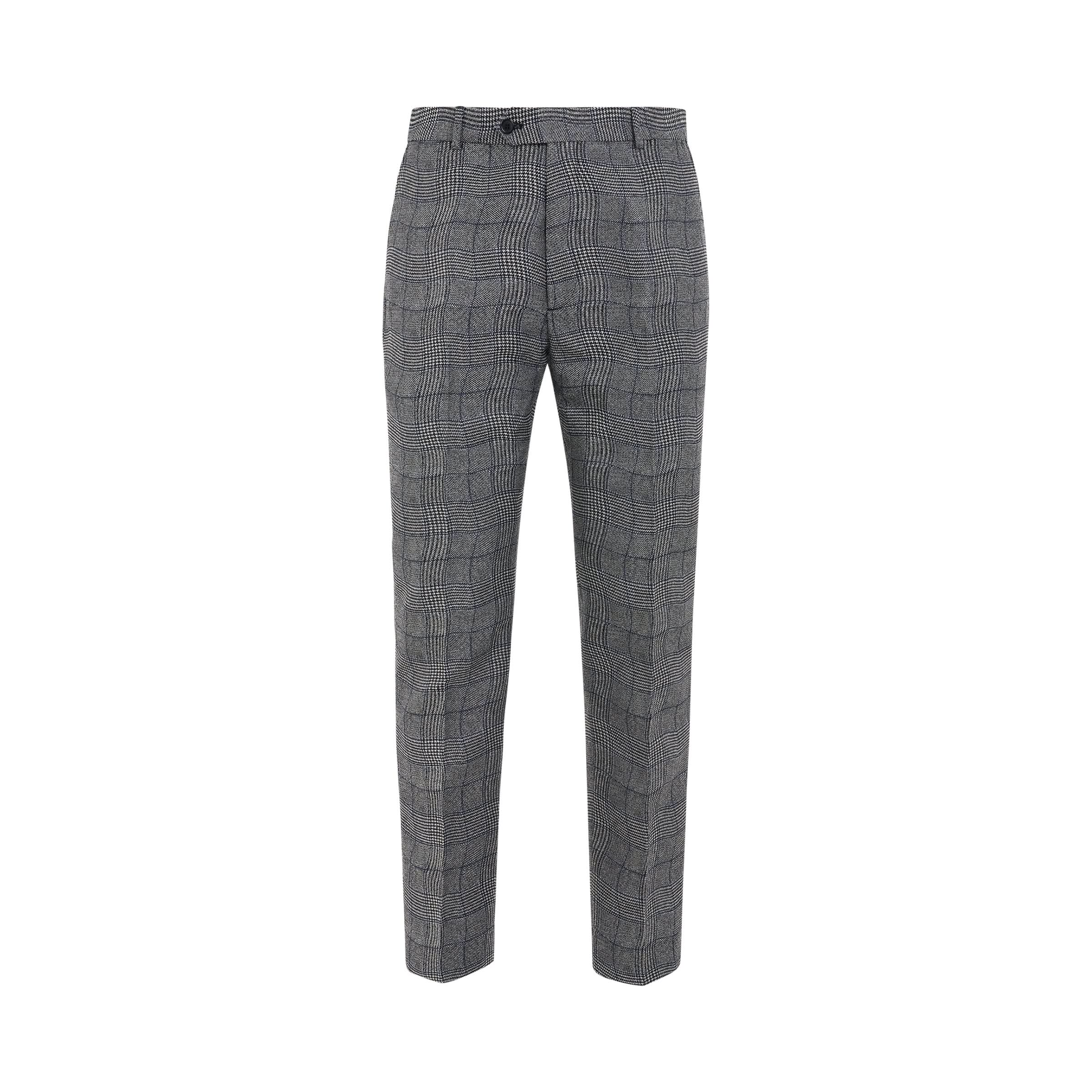 Wavy Check Suit Trousers in Black