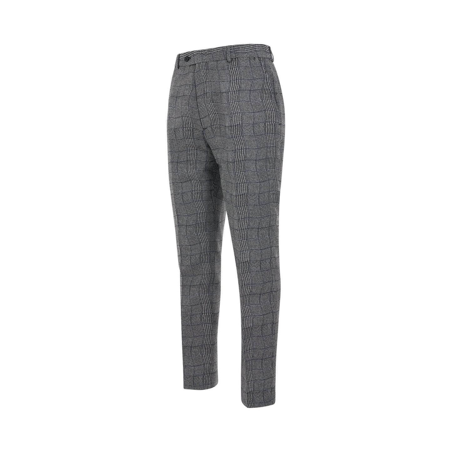 Wavy Check Suit Trousers in Black