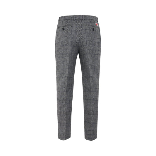 Wavy Check Suit Trousers in Black