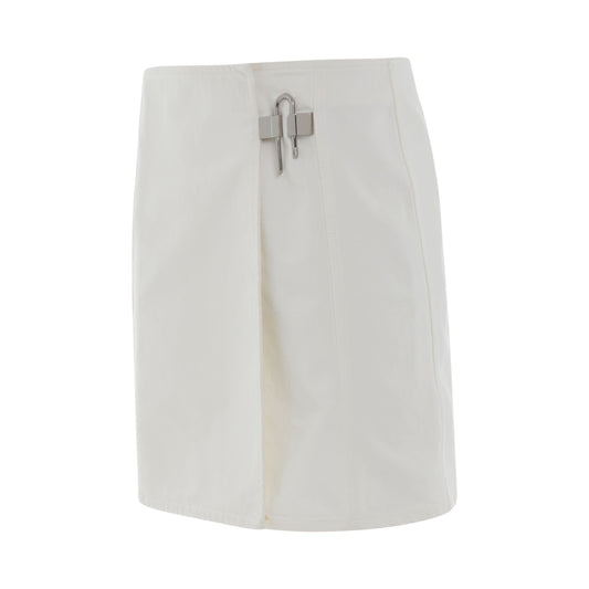 Padlock Mini Denim Skirt in White