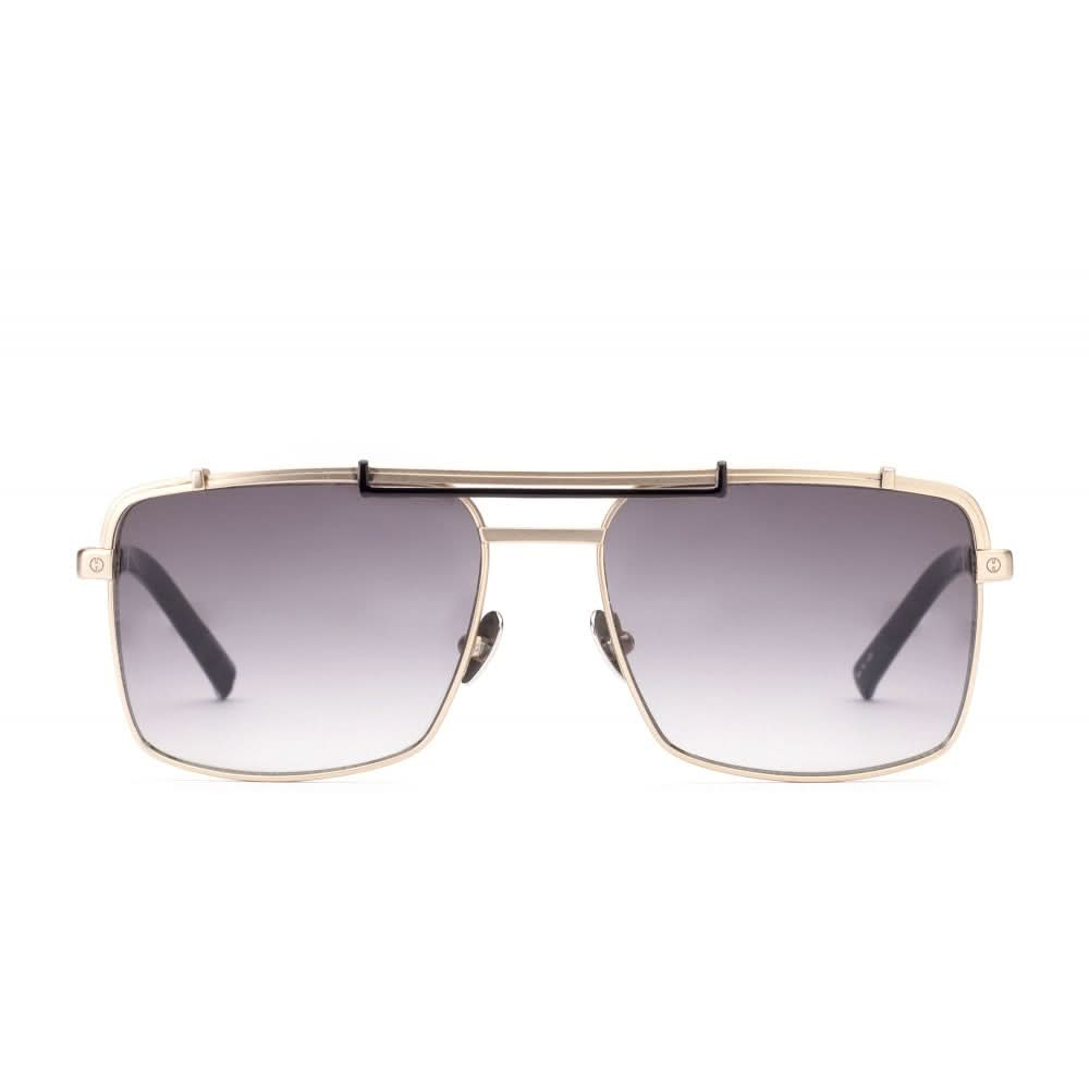 Gold Squared Titanium Sunglasses with Gradient Smoke Lens