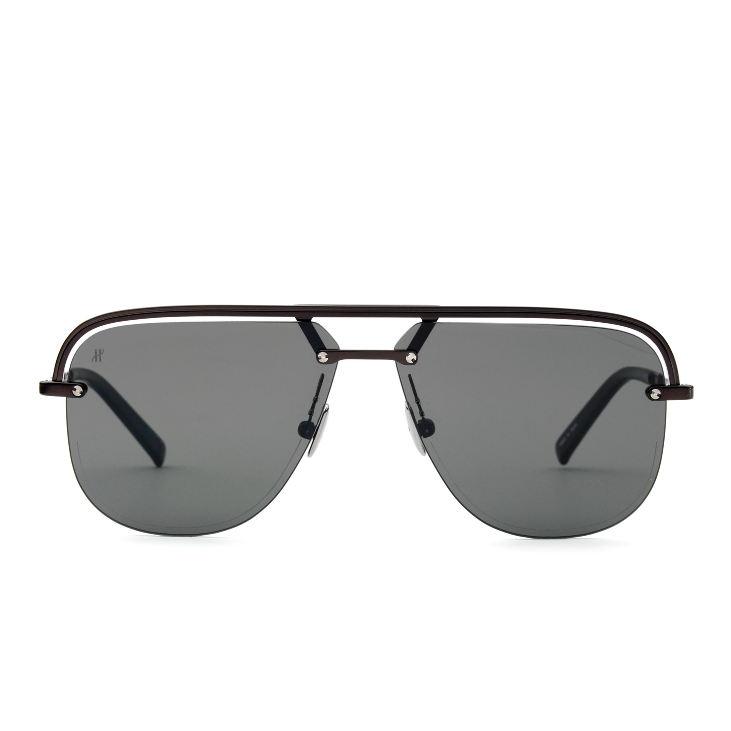 Black Matte Aviator Sunglasses with Solid Smoke Lens