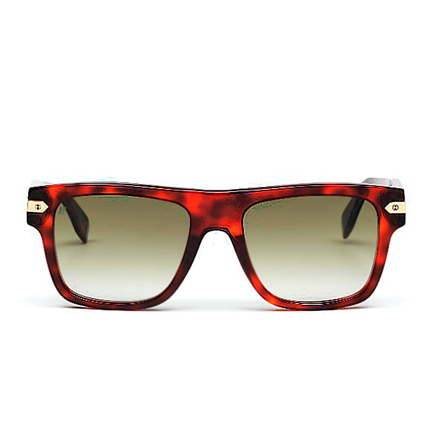 Brown Square Acetate Sunglasses with Gradient Gold Mirror Lens