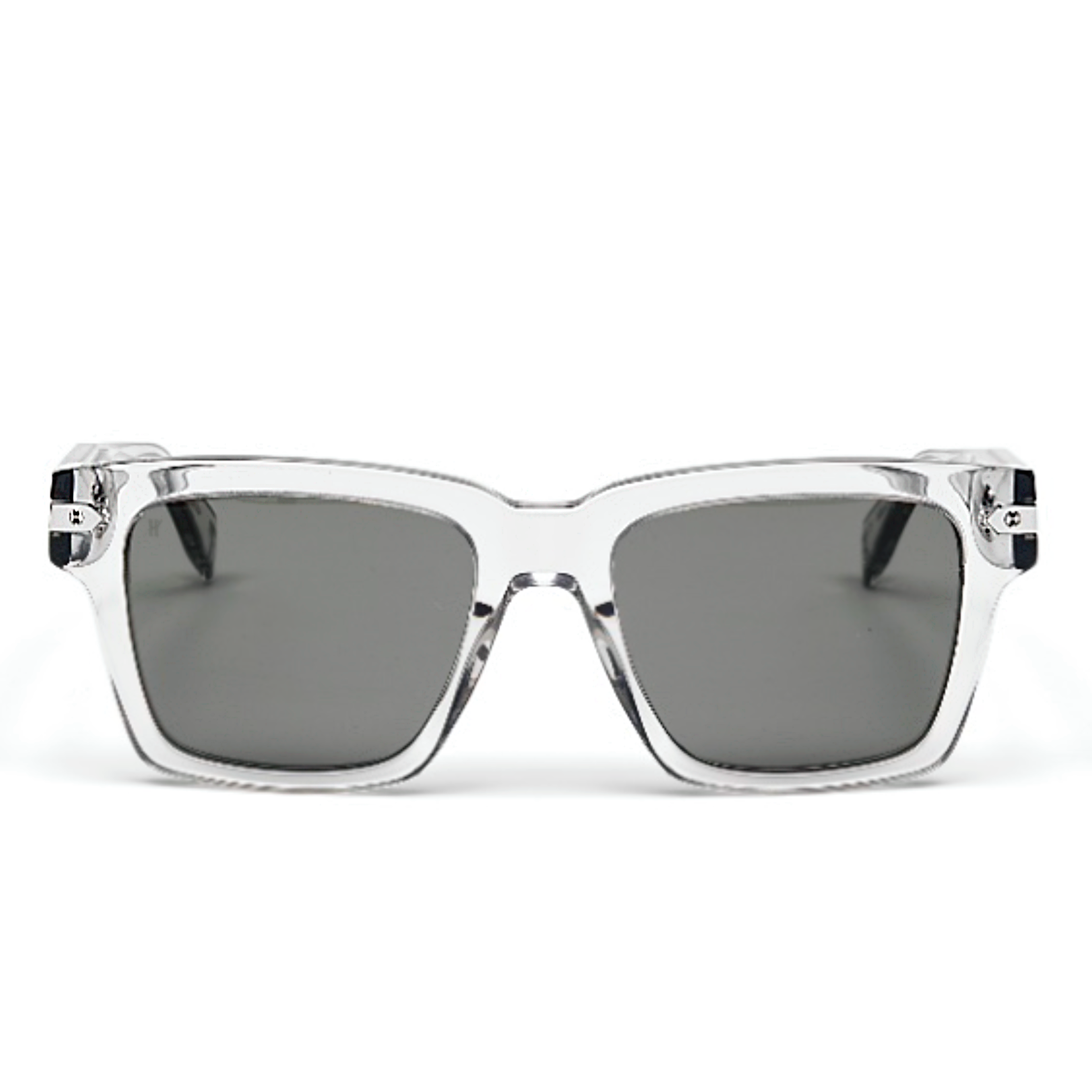 Crystal Square Acetate Sunglasses with Solid Smoke Lens