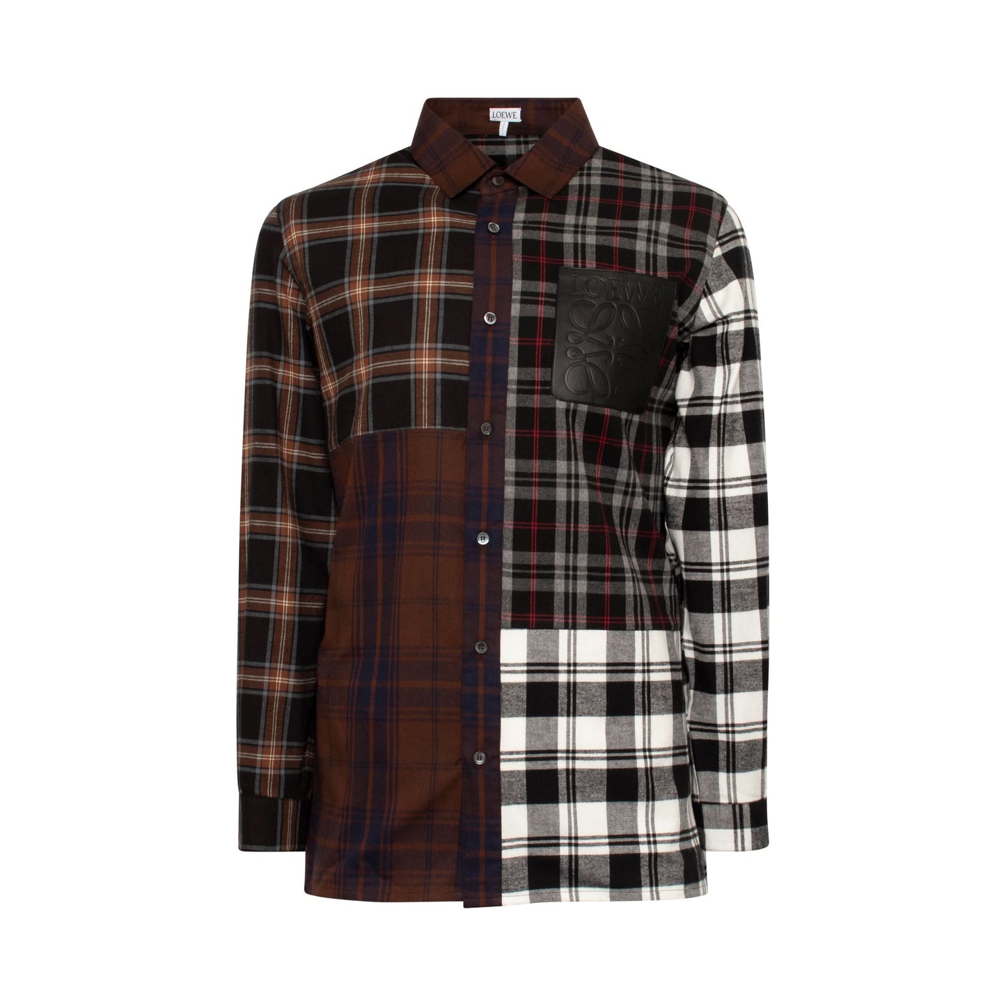 Check Patchwork Shirt in Brown