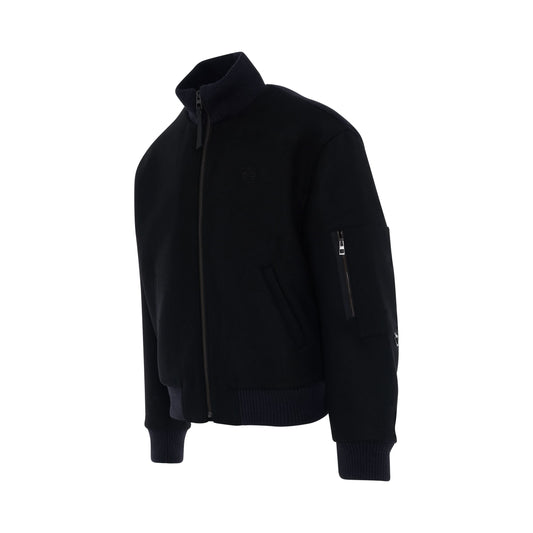 Knitted Back Bomber Jacket in Black