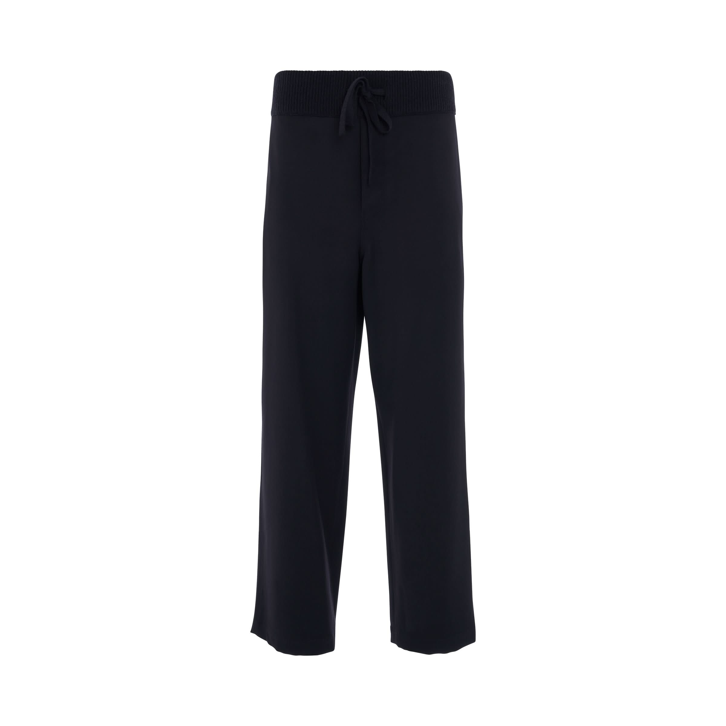 Rib Waist Drawstring Trousers Dark Navy