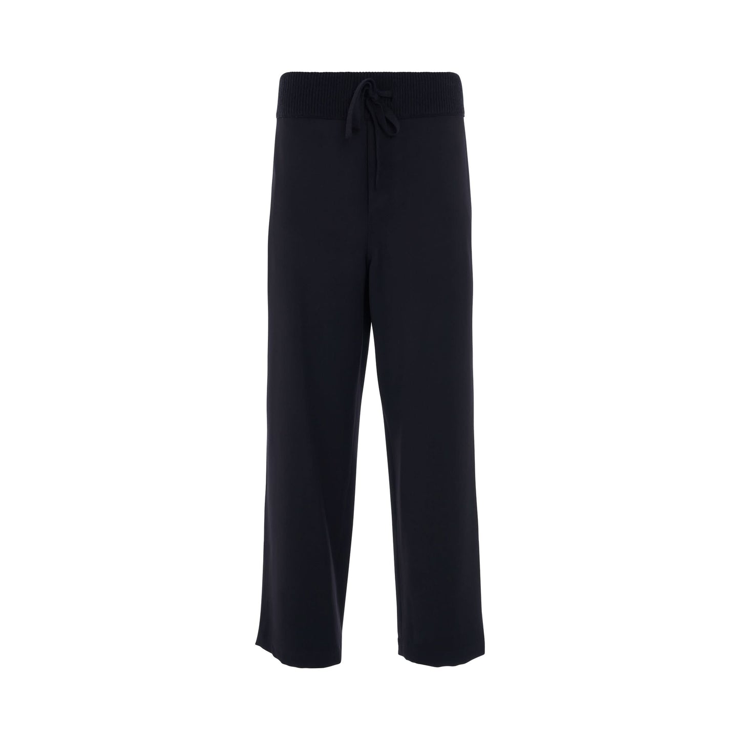 Rib Waist Drawstring Trousers Dark Navy