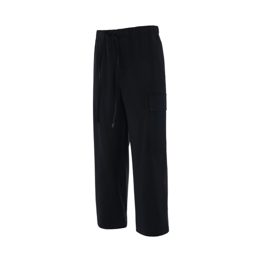 Cropped Drawstring Trousers in Black