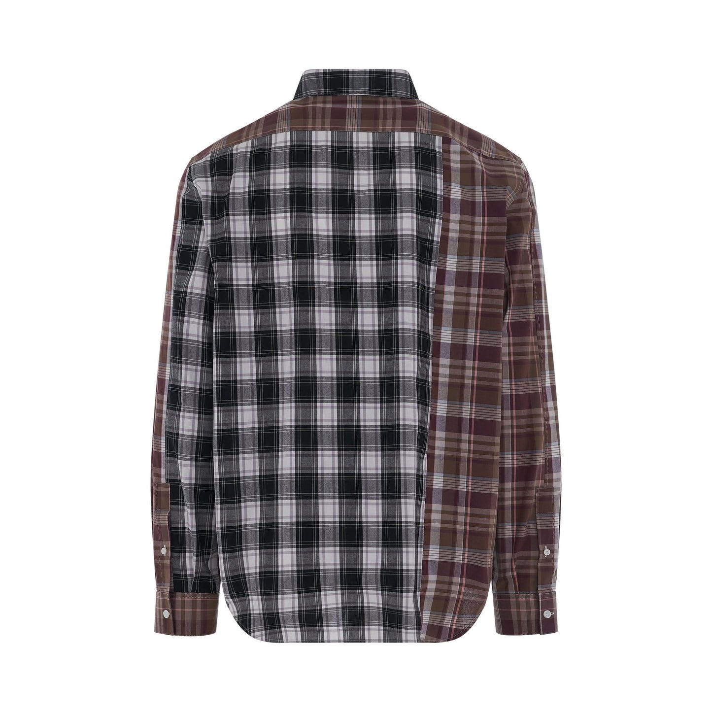 Patchwork Check Shirt in Brown