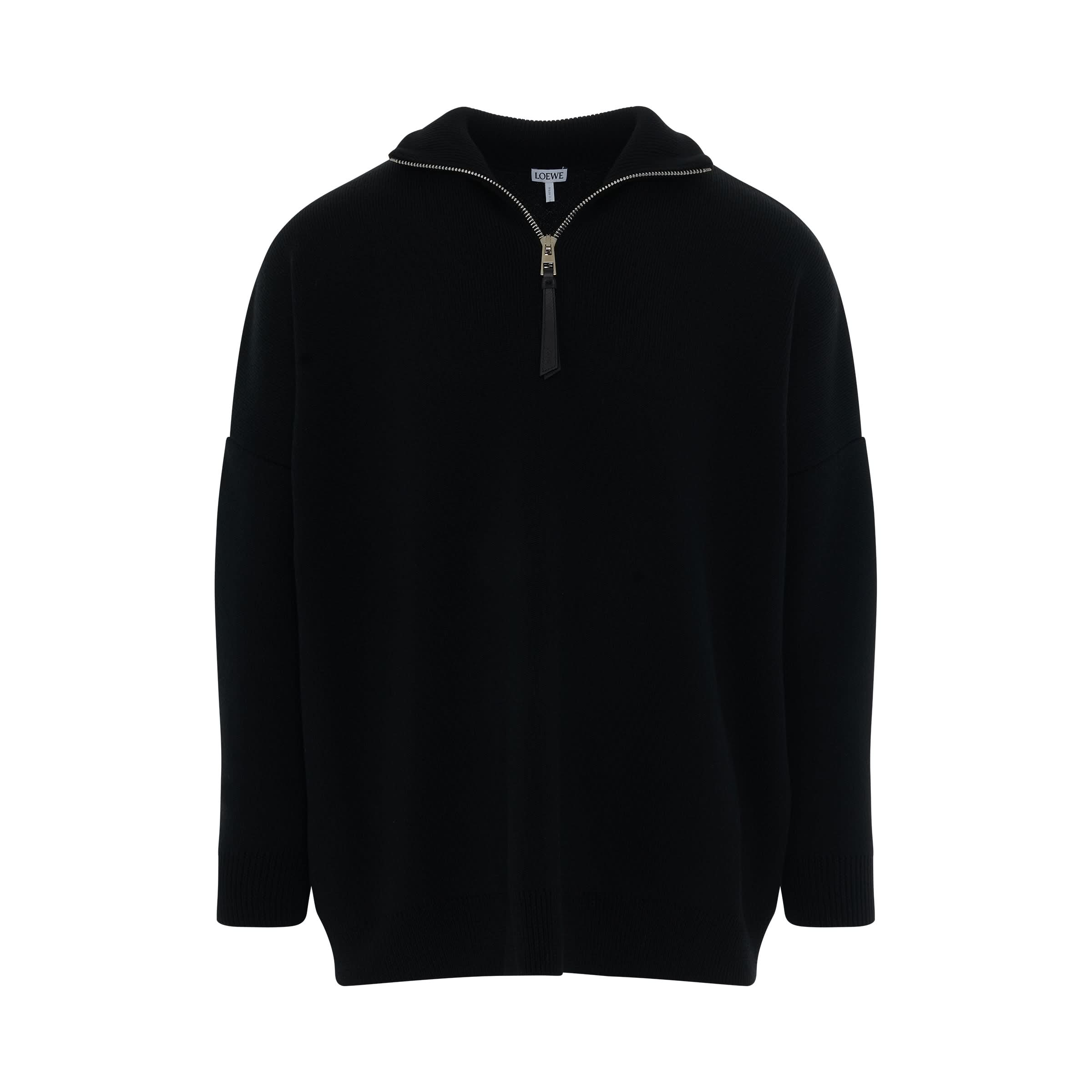 Anagram Zipped Pullover in Black