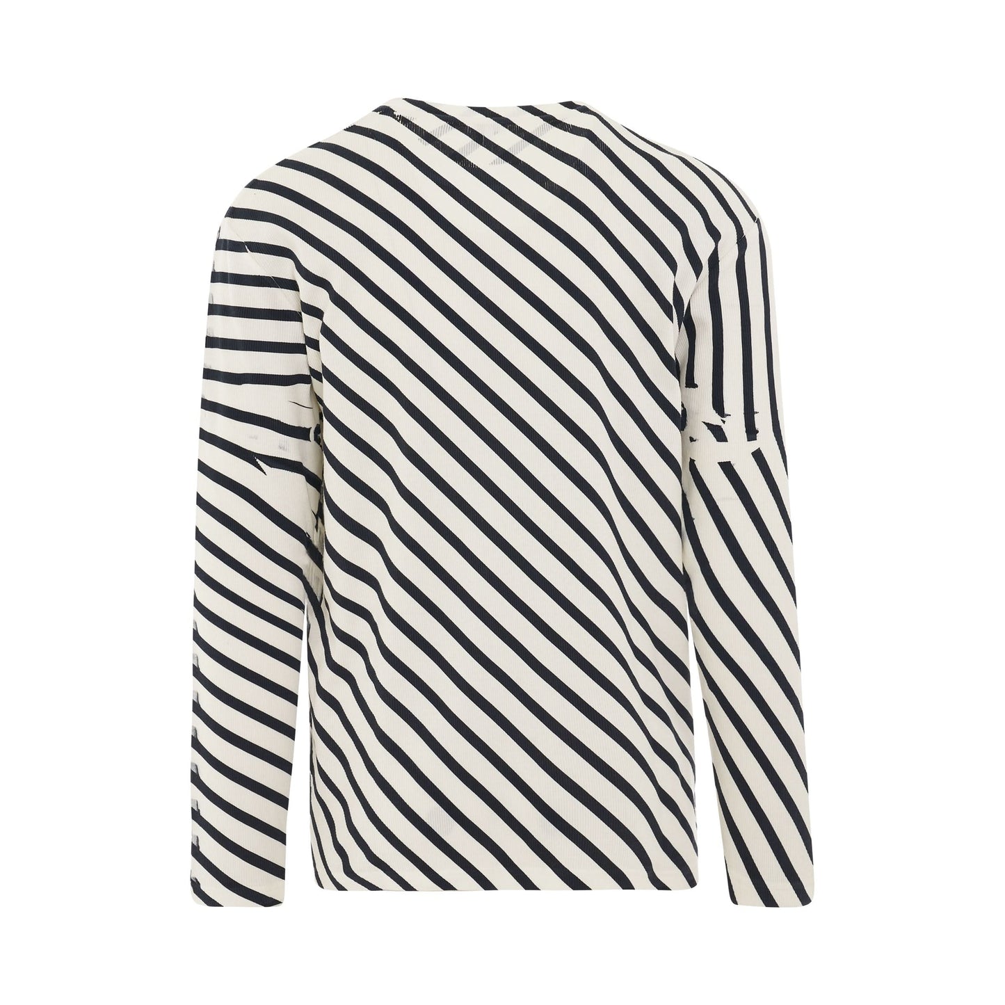 Long Sleeve Diagonal Stripe T-Shirt in White/Navy