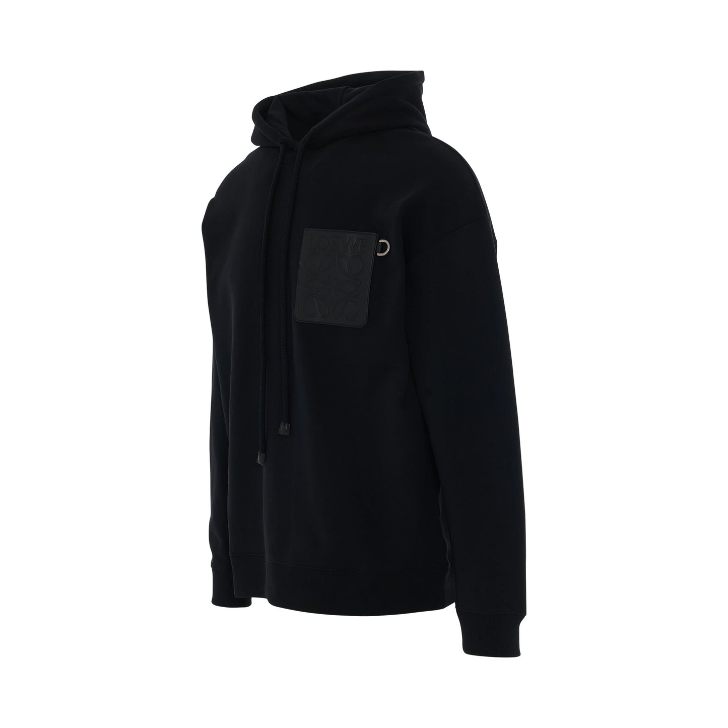 Logo Anagram Leather Patch Hoodie in Black