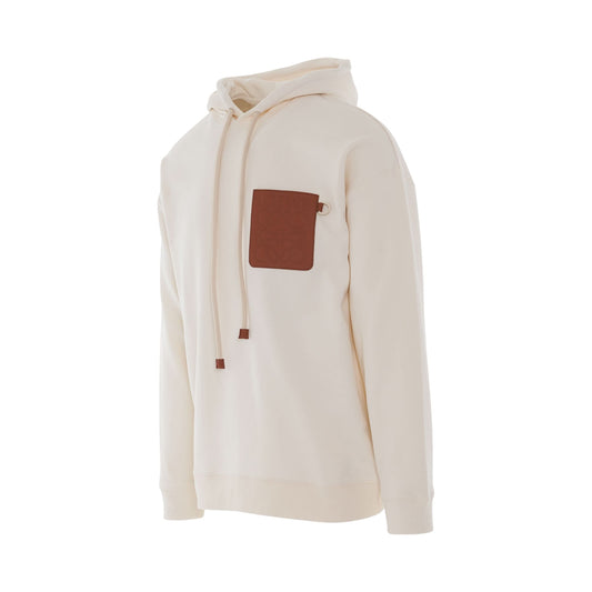 Logo Anagram Leather Patch Hoodie in White Ash