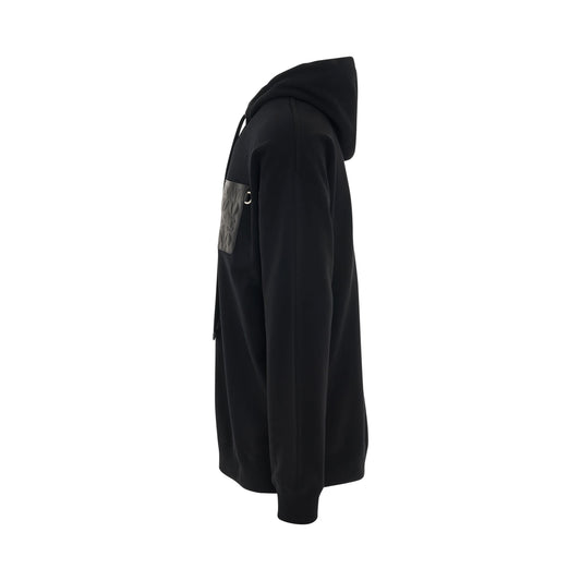 Anagram Leather Patch Cotton Hoodie in Black