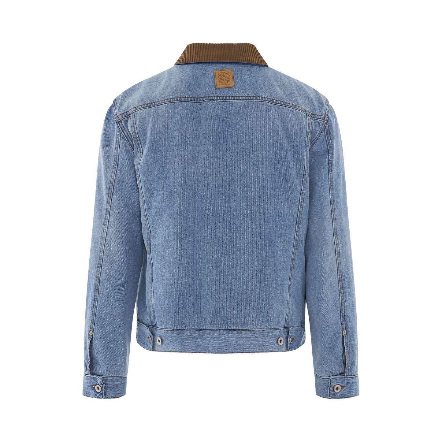 Check Lined Denim Jacket in Light Blue