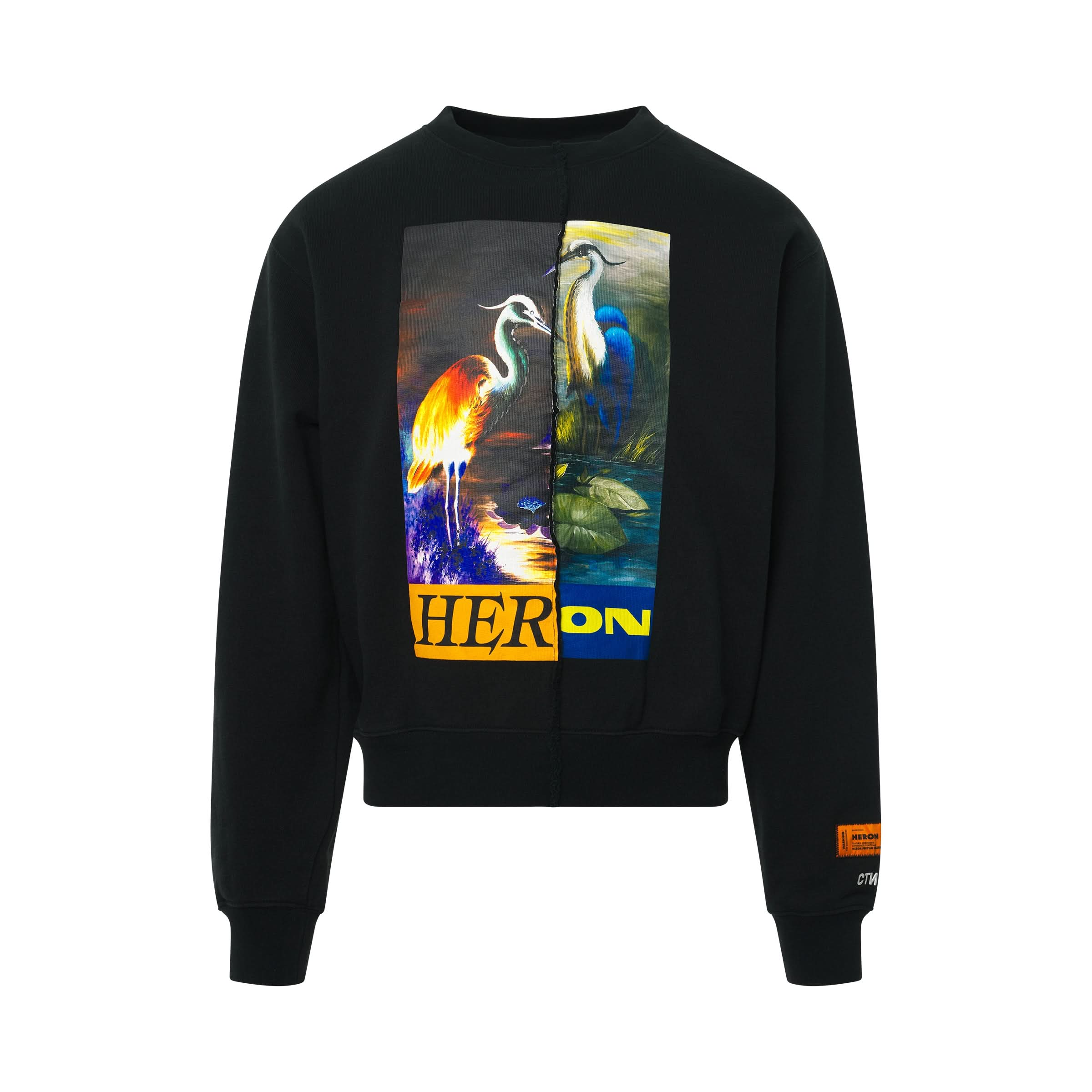 Split Herons Sweatshirt in Black