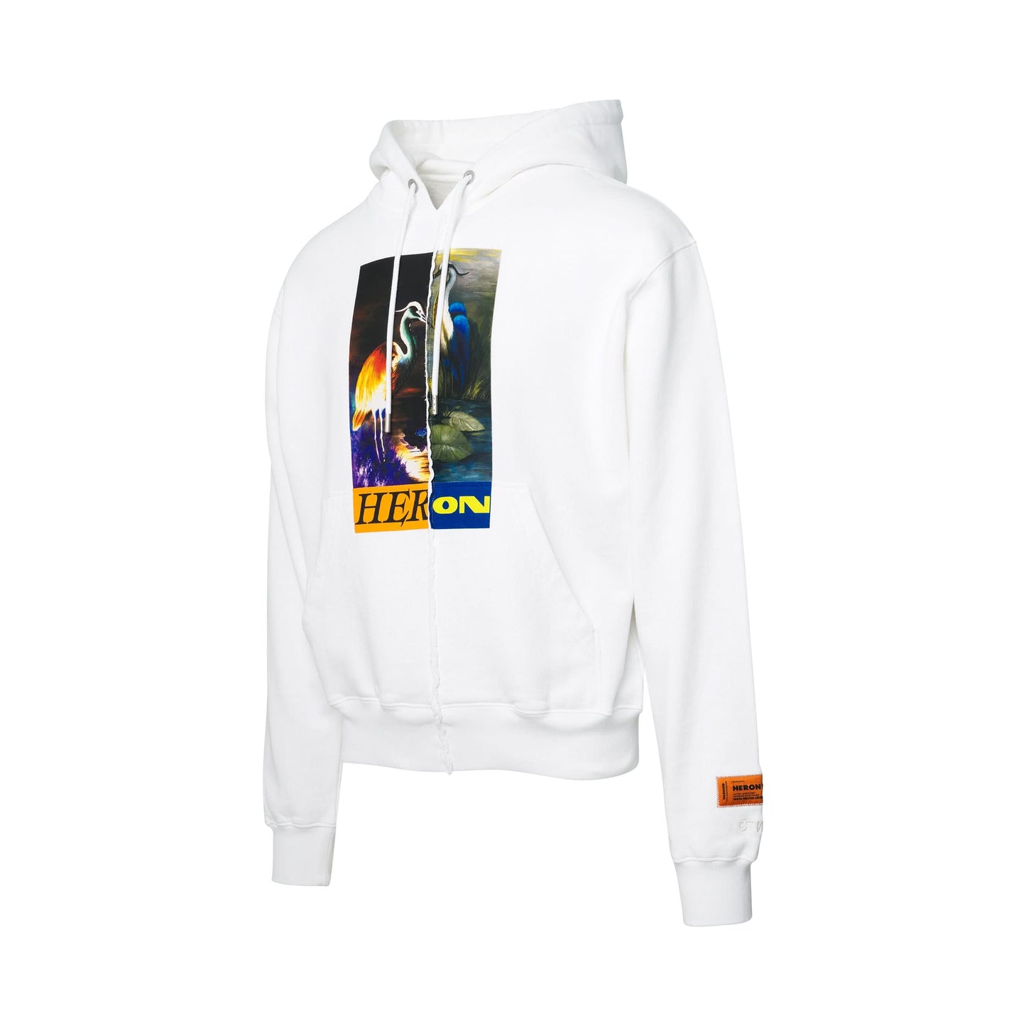 Split Herons Hoodie in White