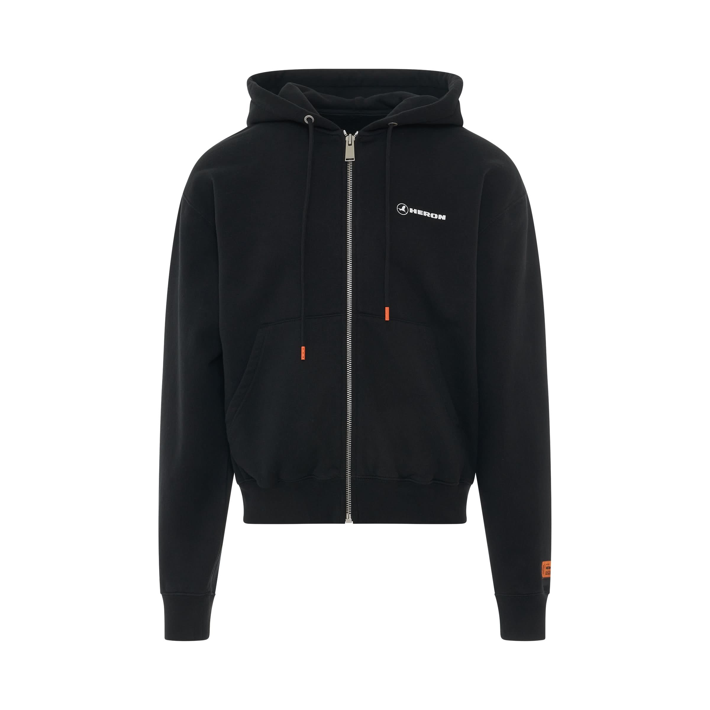 Heron Tape Zip Up Hoodie Jacket in Black