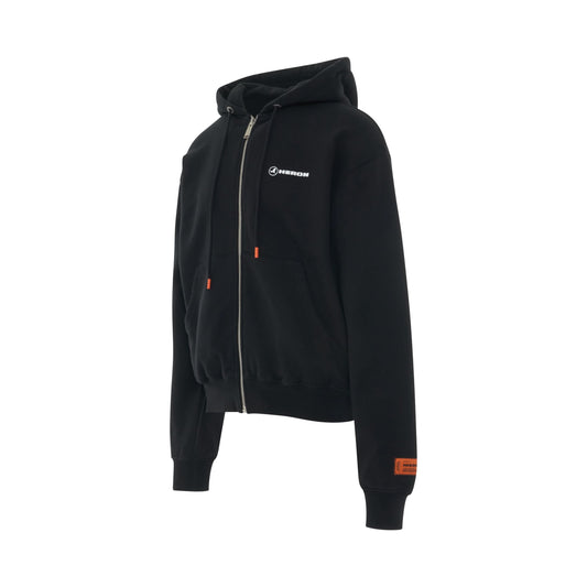 Heron Tape Zip Up Hoodie Jacket in Black