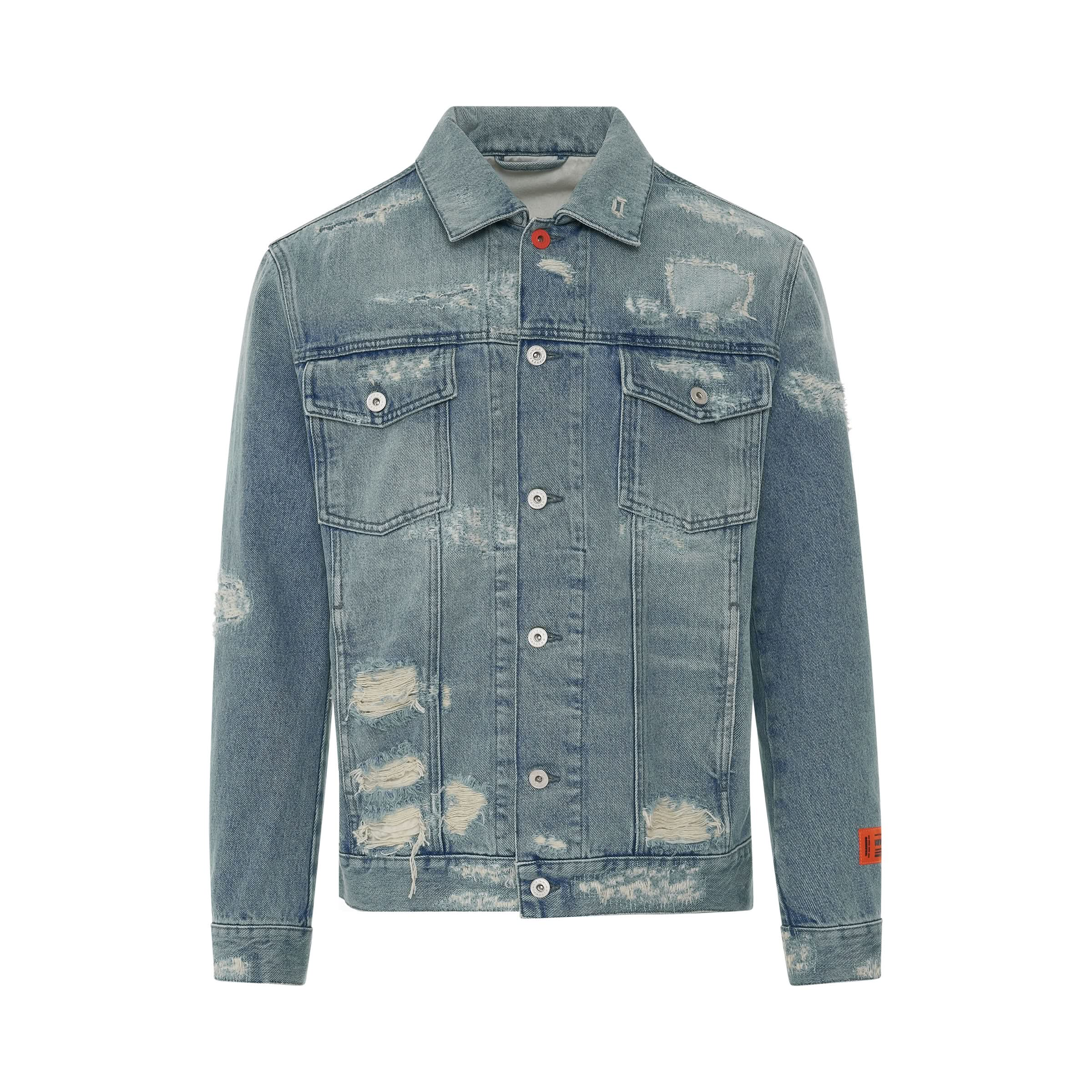 Super Distressed Denim Jacket in Vintage Blue