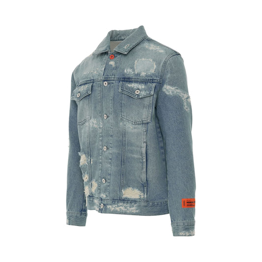 Super Distressed Denim Jacket in Vintage Blue