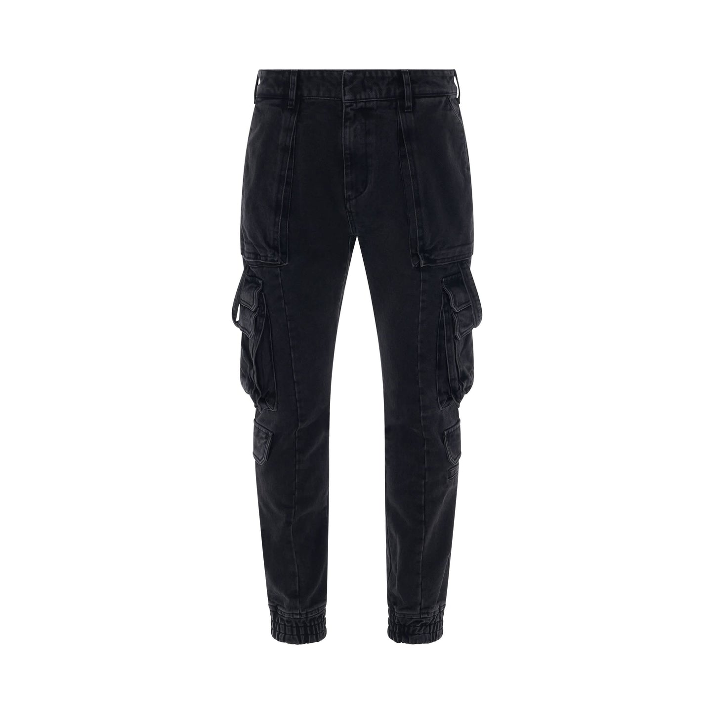 Multi Cargo Denim Pants in Black