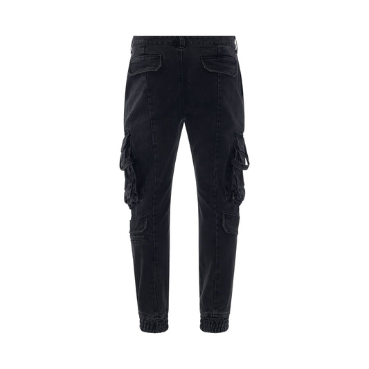 Multi Cargo Denim Pants in Black