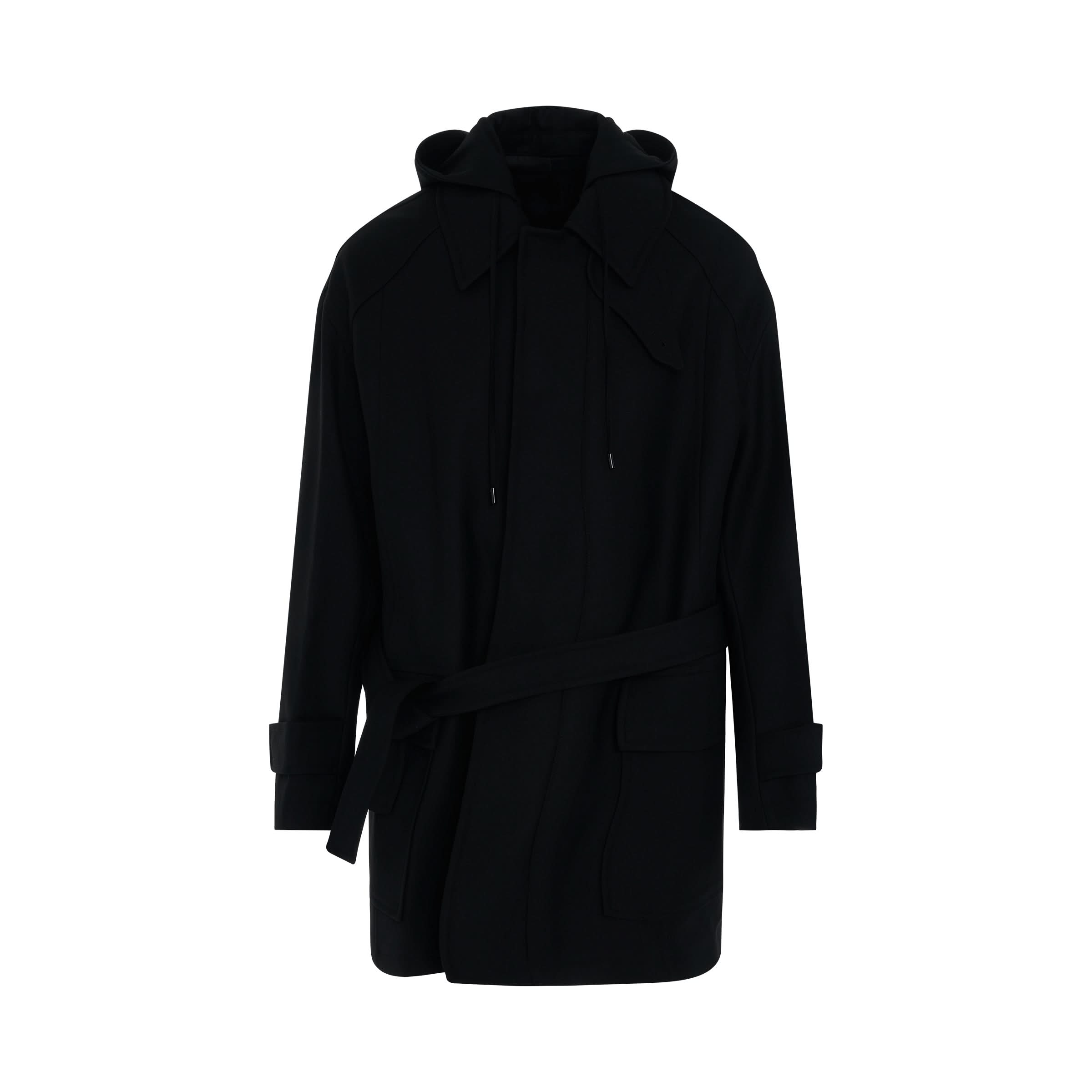 Juunj Hooded Coat in Black