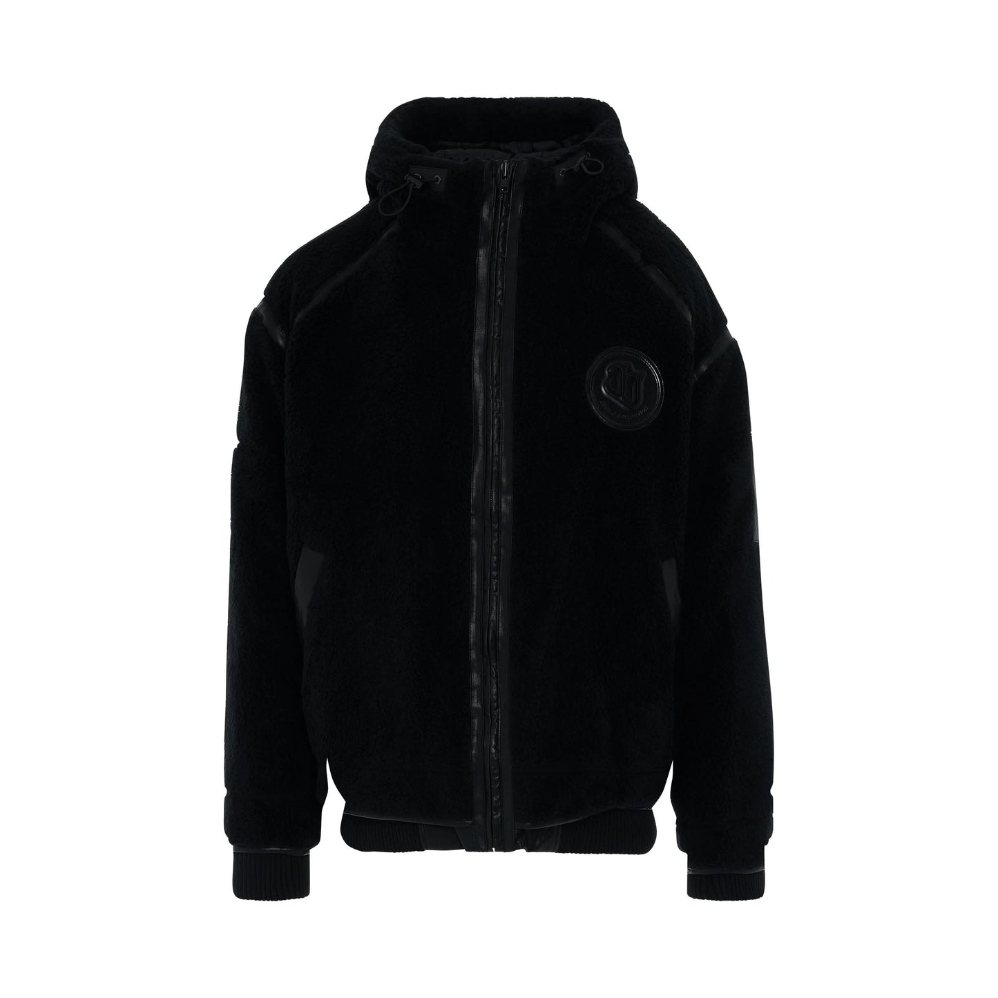 Zip Up Logo Patch Jacket in Black