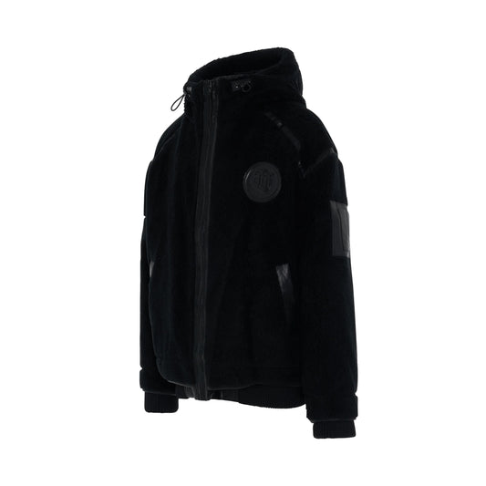 Zip Up Logo Patch Jacket in Black