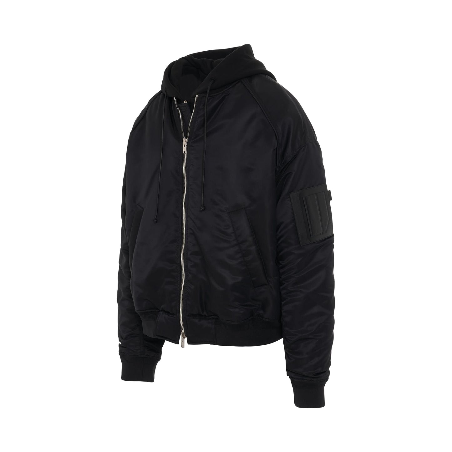 MA-1 Detachable Hood Bomber Jacket in Black