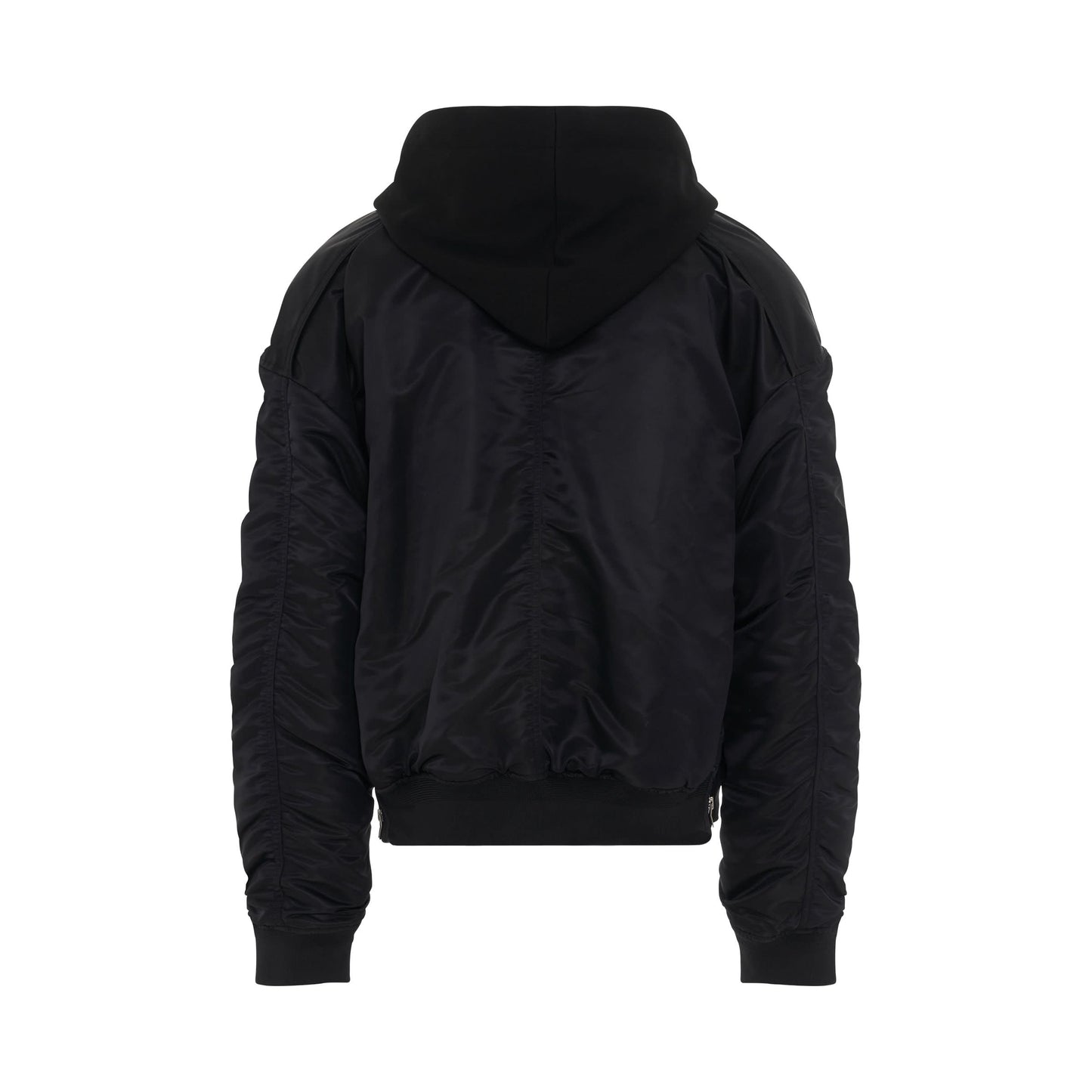 MA-1 Detachable Hood Bomber Jacket in Black