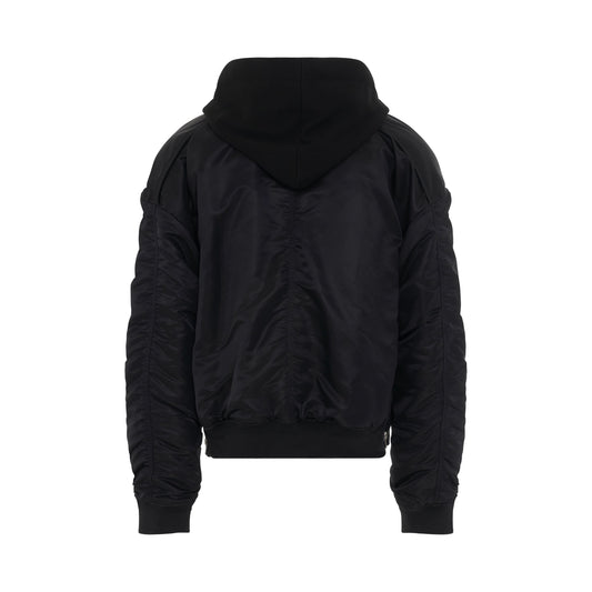 MA-1 Detachable Hood Bomber Jacket in Black