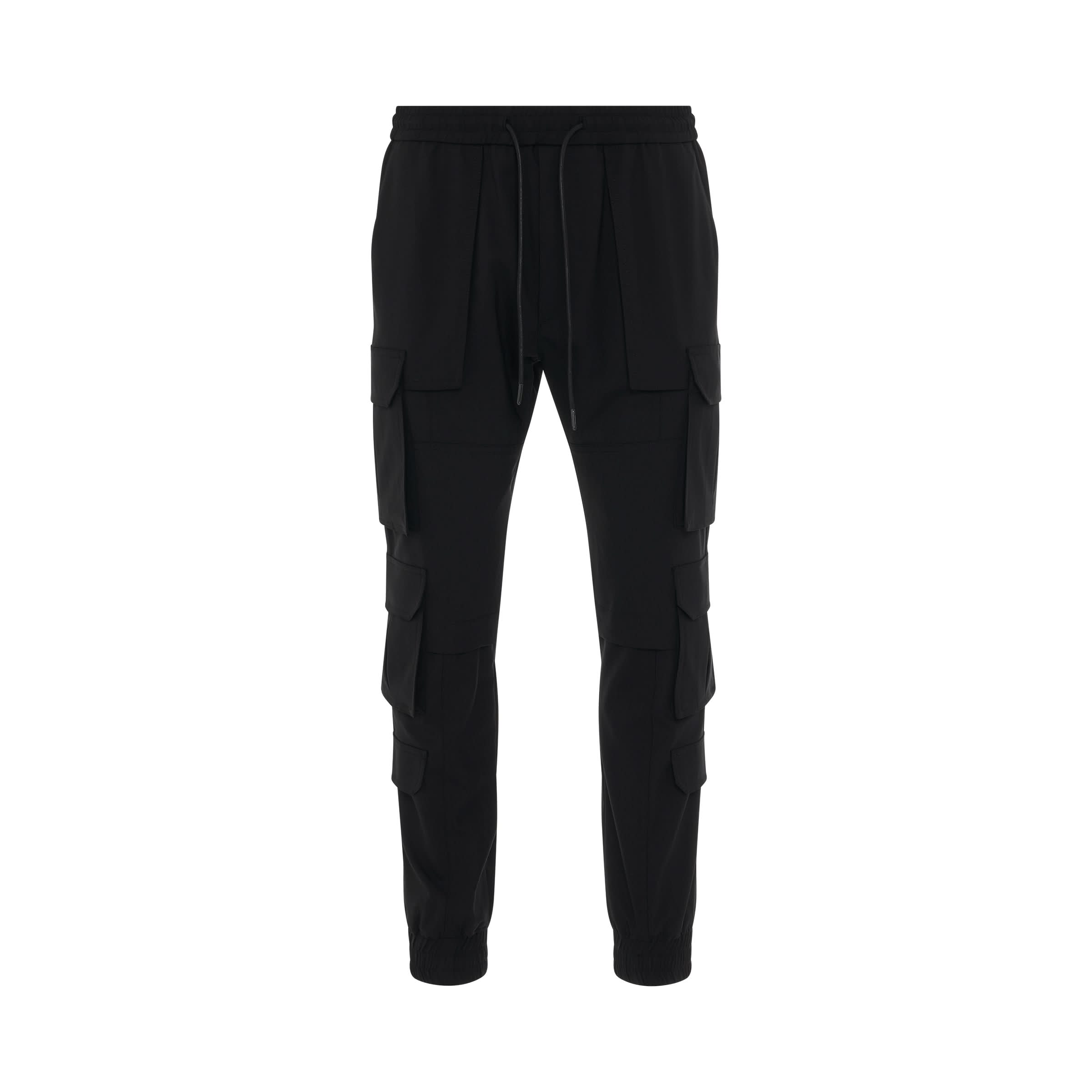 Multi String Cargo Jogger in Black