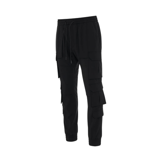 Multi String Cargo Jogger in Black