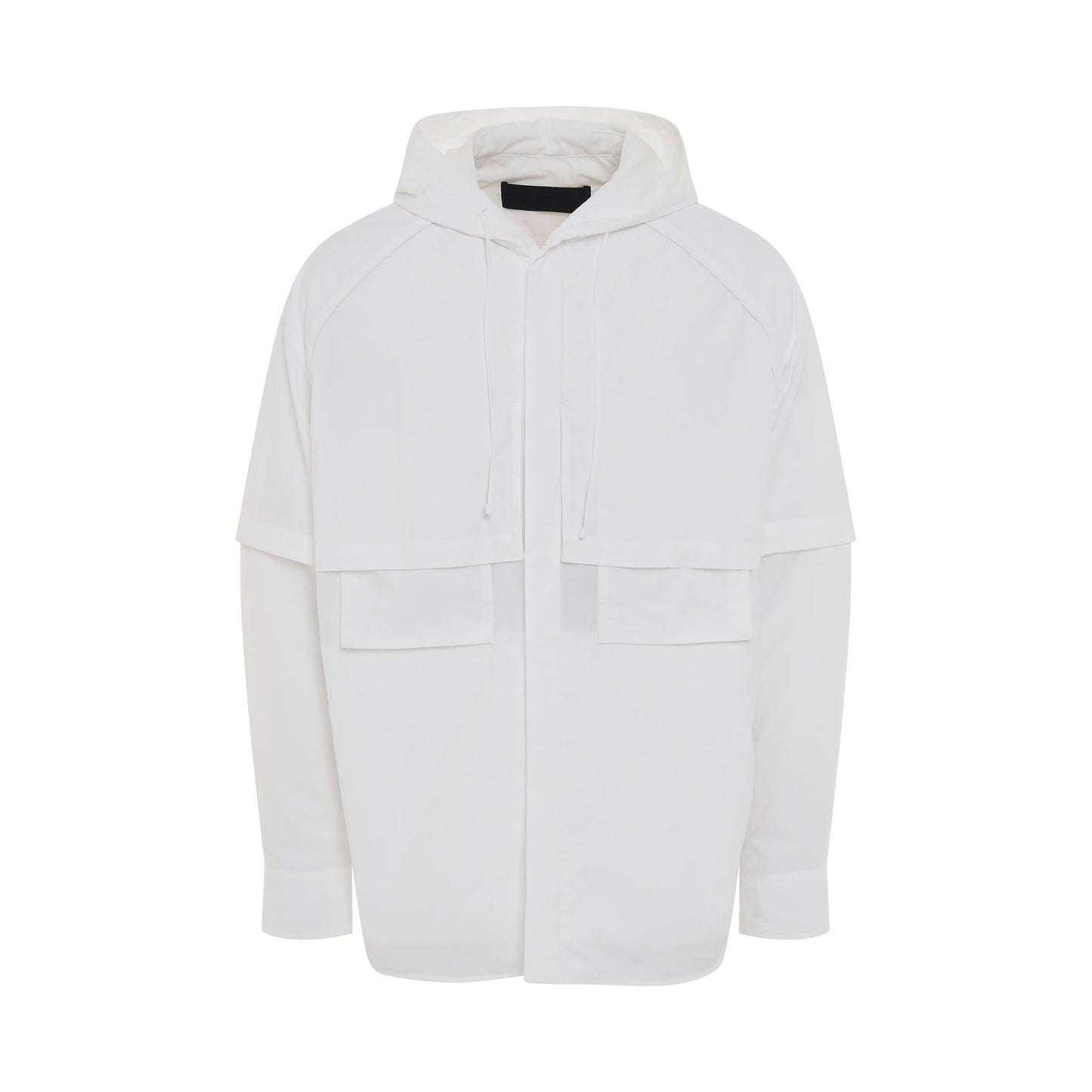 Double Sleeve Shirt Style Hoodie in White