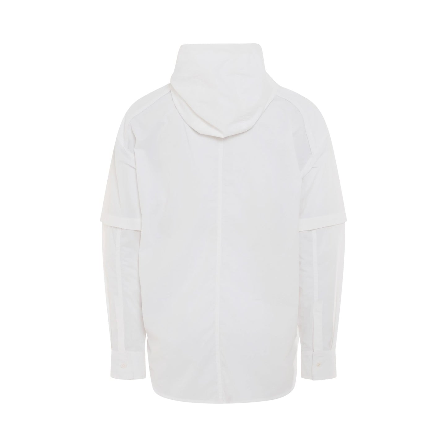 Double Sleeve Shirt Style Hoodie in White