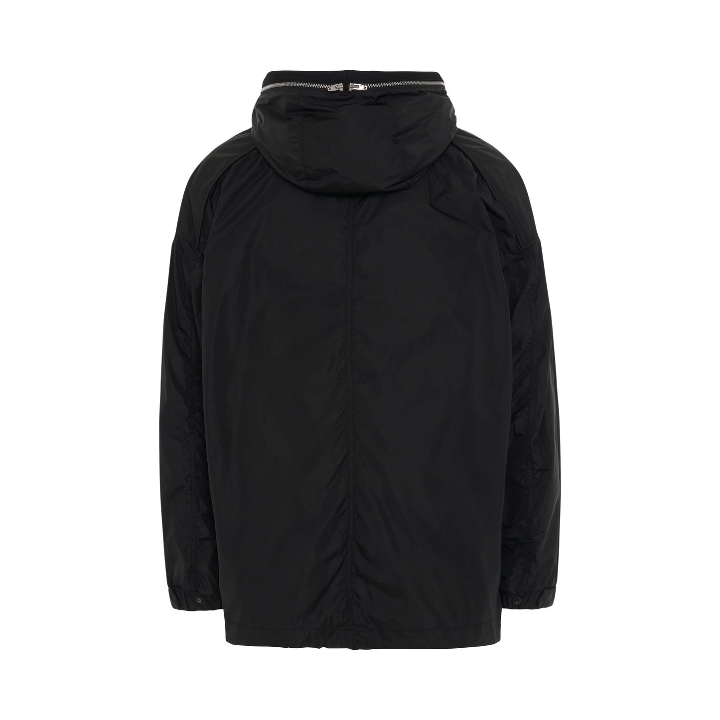 Layered Hood Bench Jacket in Black